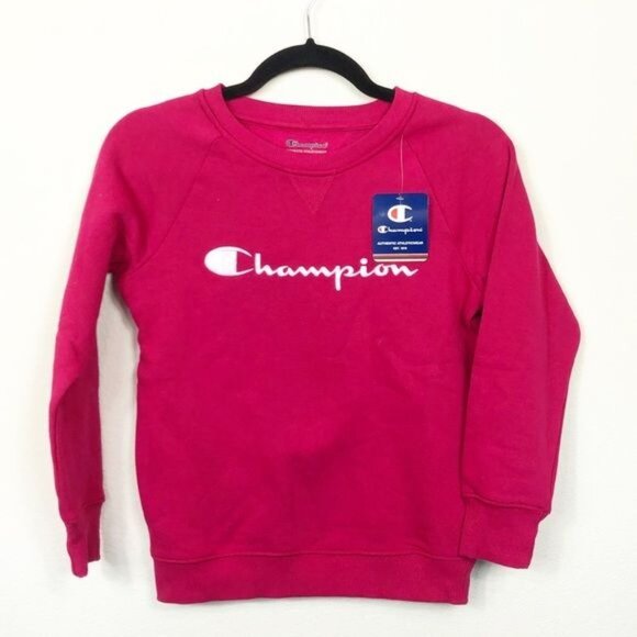 Champion Fleece Crew Script Logo Raspberry Medium NWT - Picture 2 of 6